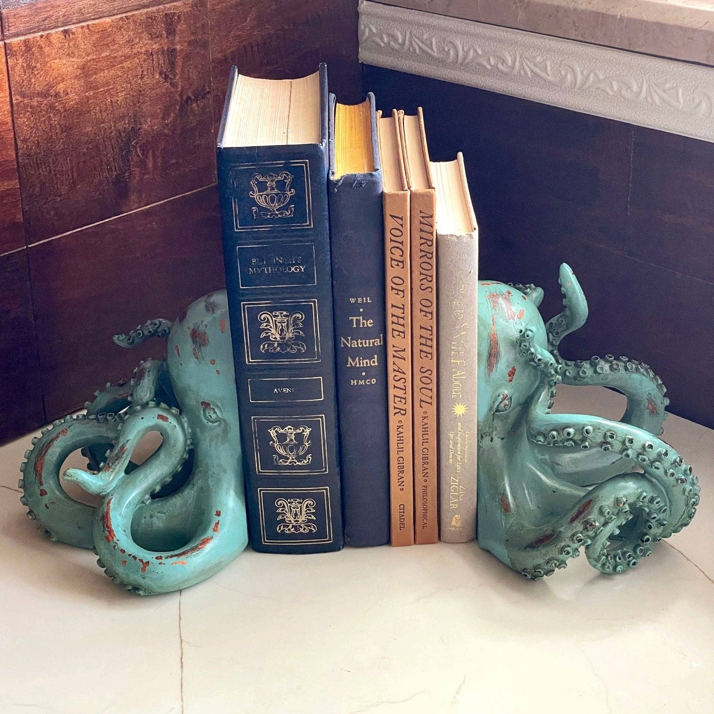 Aqua Green Octopus Bookend Set-Heavy Durable Polyresin