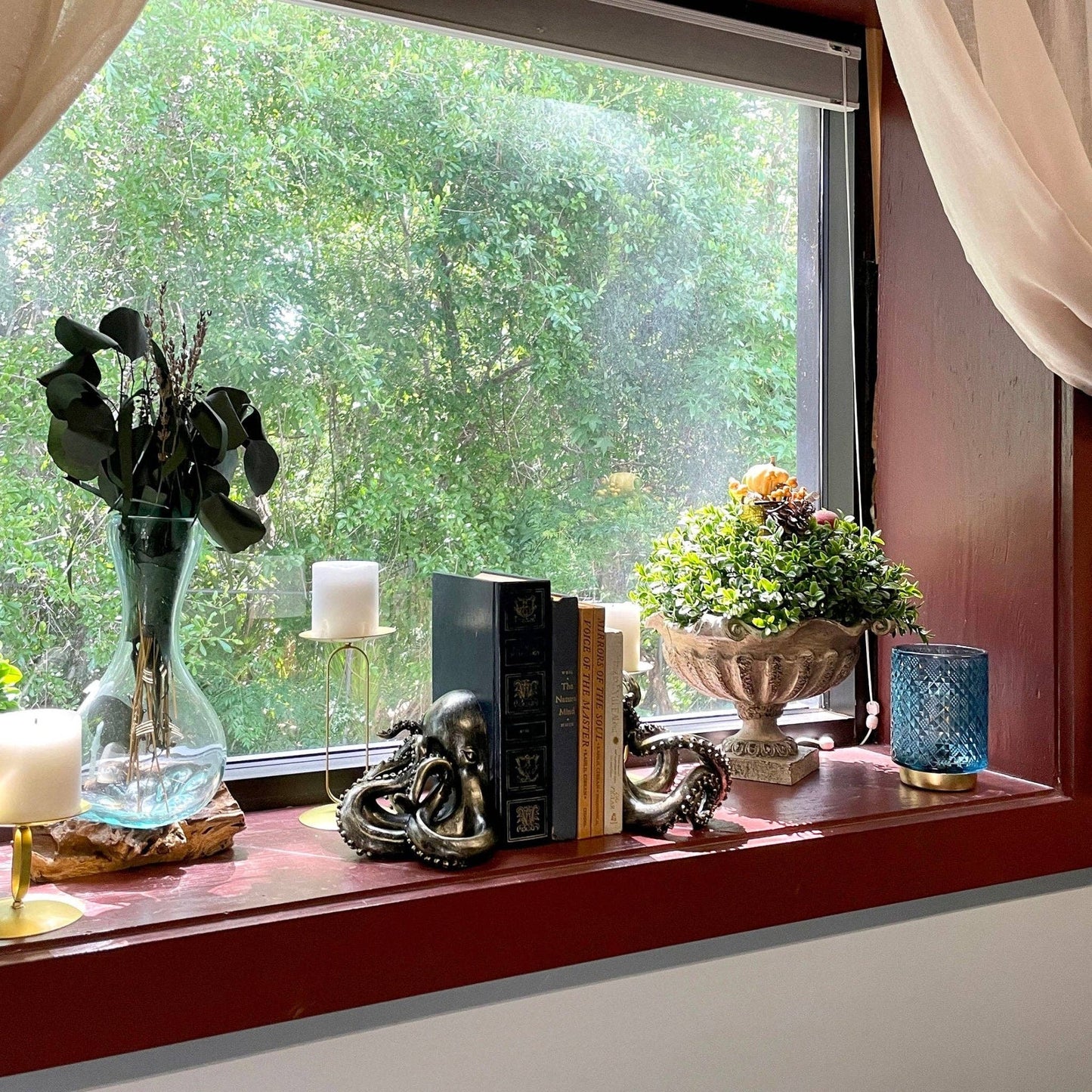 Bronze Finish Octopus Bookend Set-Heavy Durable Polyresin