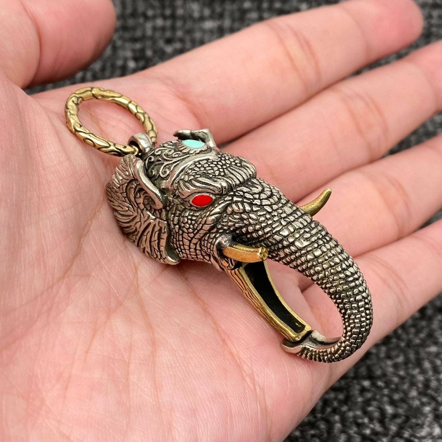 Brass Elephant Keychain Pendant