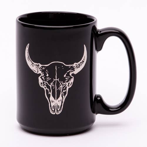 Buffalo Black Ceramic with Buffalo Skull Platinum Foil Print