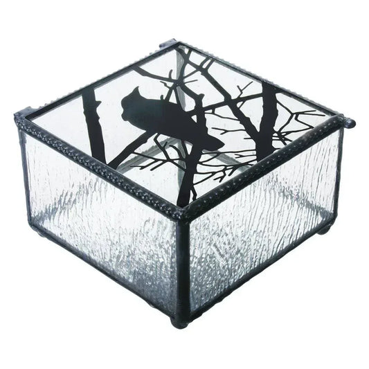 Raven and Tree Art Glass Box - Shadowplay Collection