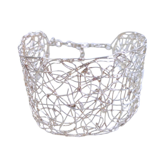 Sterling Silver Woven Filament Cuff Bracelet