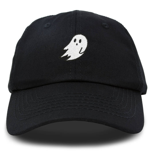 Dalix Ghost Embroidery Baseball Cap: Black