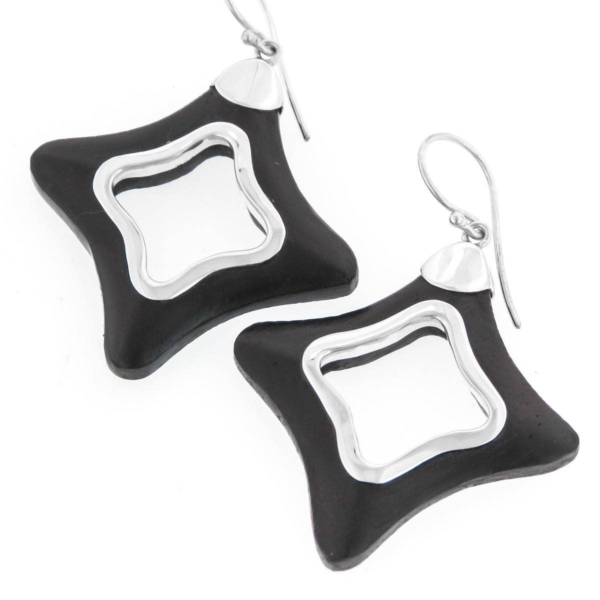 Sterling Silver Exotic Sono Wood Earrings