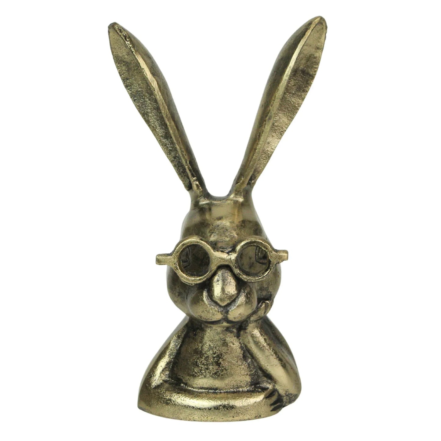 Whimsical Gold Bunny Statue with Spectacles - Shadowplay Collection