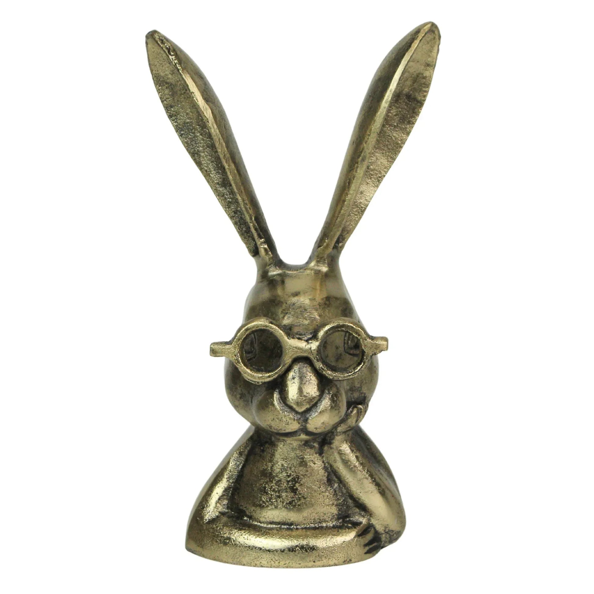 Whimsical Gold Bunny Statue with Spectacles - Shadowplay Collection