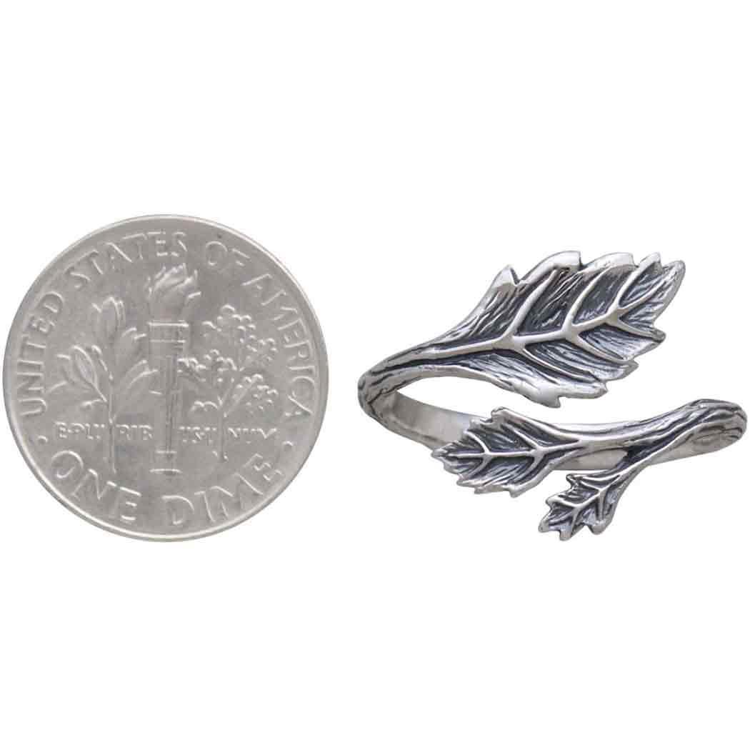 Sterling Silver Adjustable Leaf Ring - Shadowplay Collection
