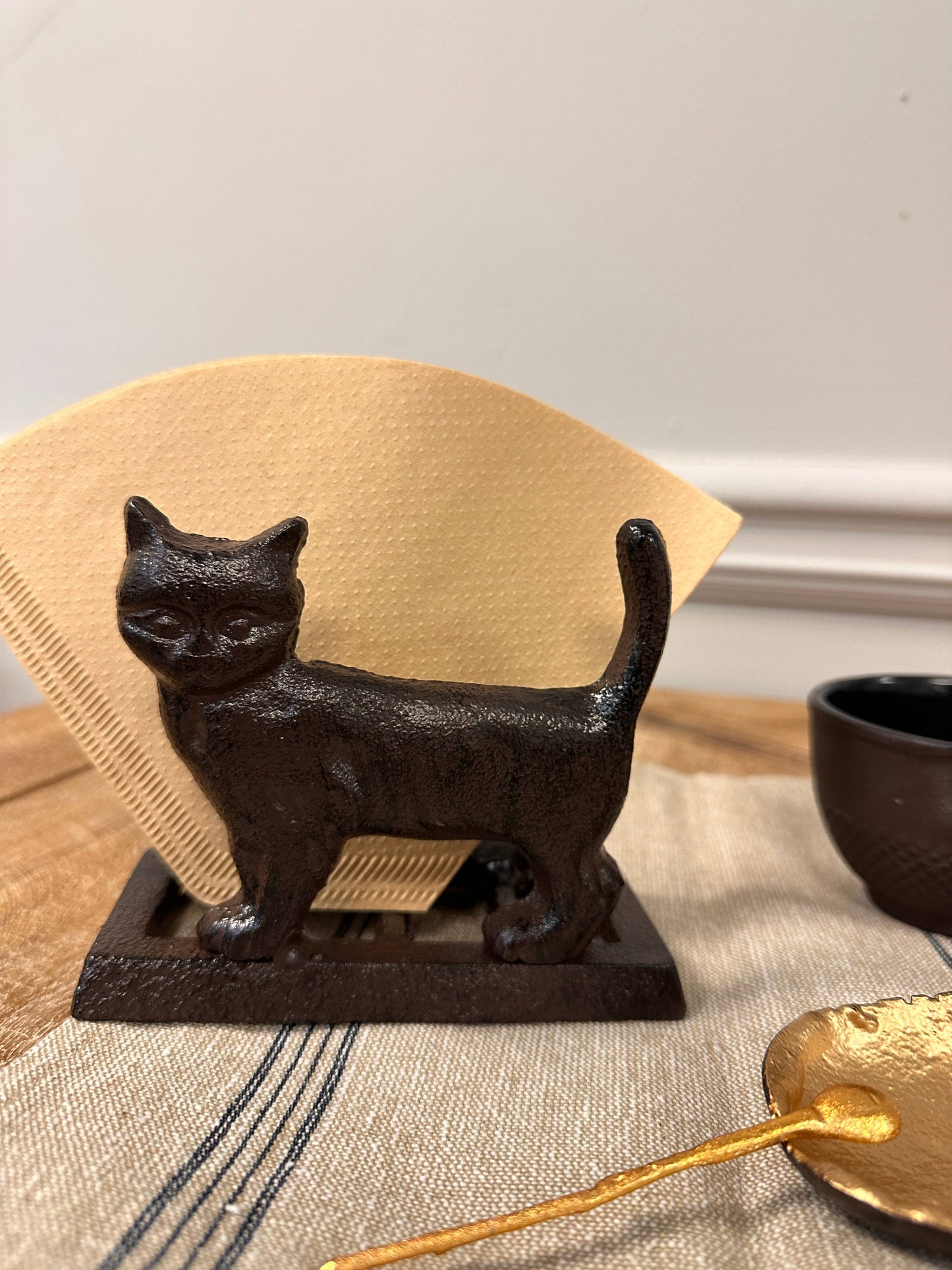 Rustic Cast Iron Cat Napkin Holder