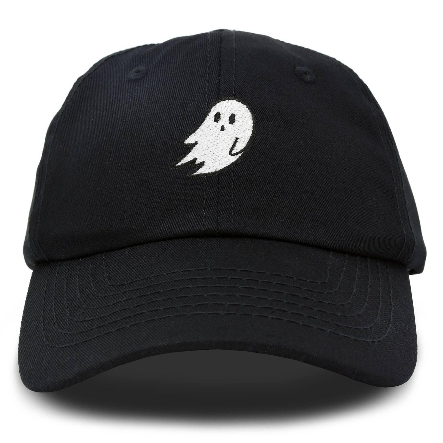 Dalix Ghost Embroidery Baseball Cap: Black - Shadowplay Collection