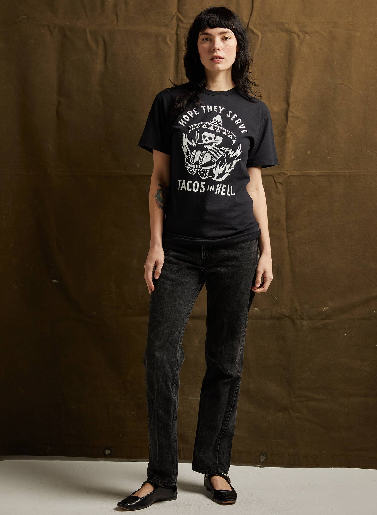 Hope They Serve Tacos In Hell Vintage Western Tee Adults: M