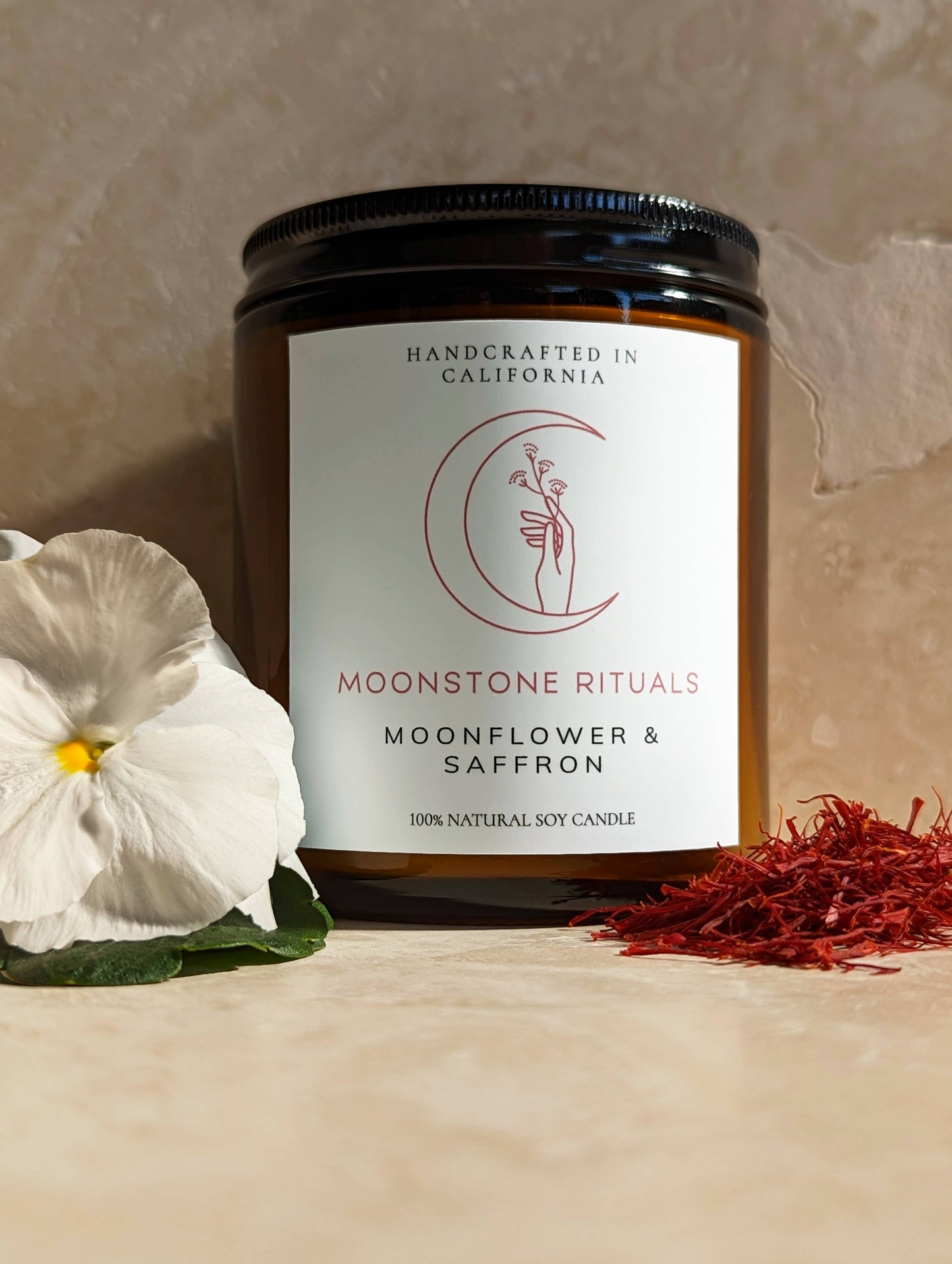 Moonstone Rituals Moonflower & Saffron Soy Wax Candle