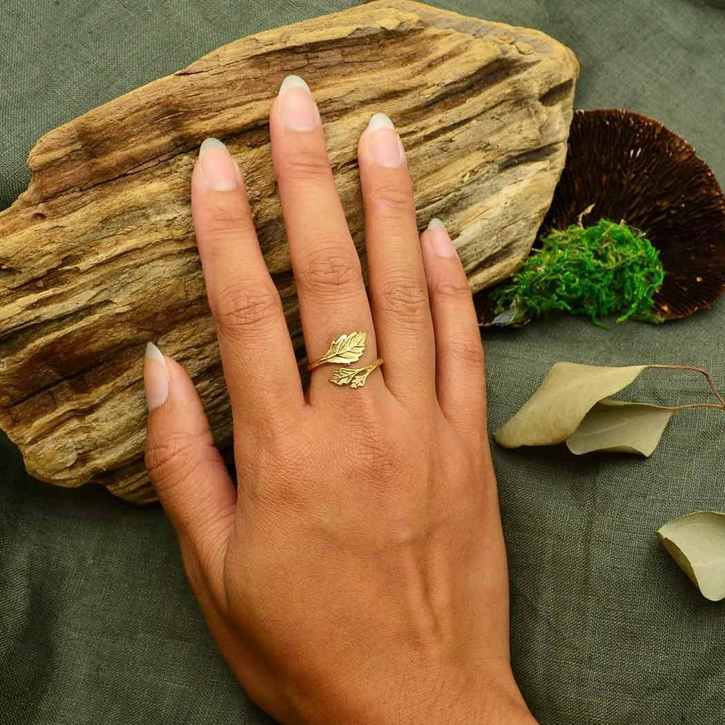 Sterling Silver Adjustable Leaf Ring - Shadowplay Collection