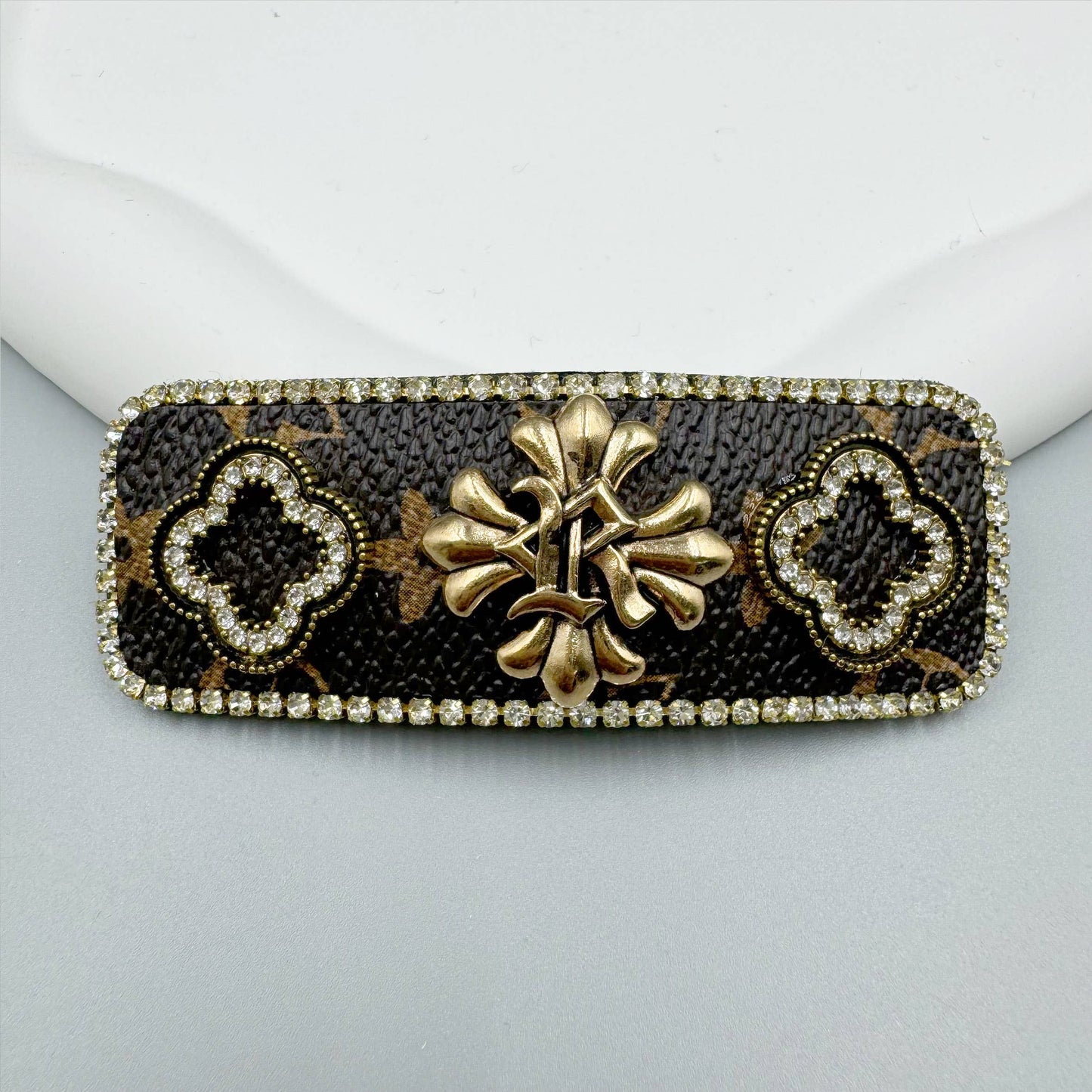 Cross Rhinestone Rectangle Hair Clip