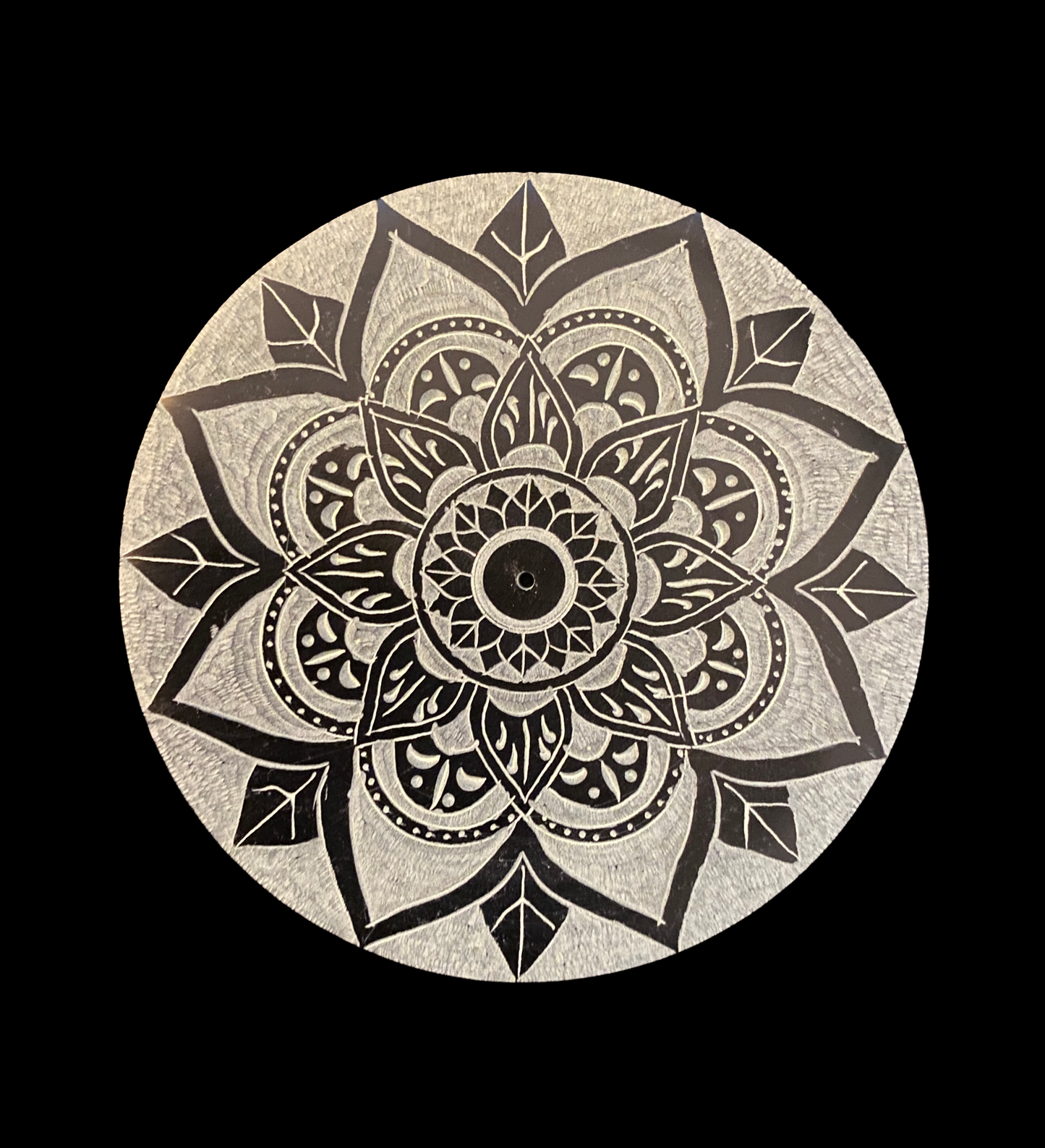 Lotus Mandala Soapstone Round Incense Holder