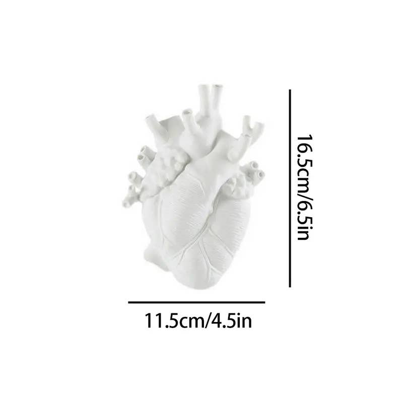 Anatomical Heart-Shaped Resin Flower Vase White