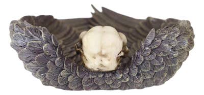 Raven Skull Wings Trinket Dish