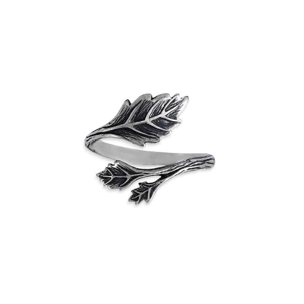 Sterling Silver Adjustable Leaf Ring - Shadowplay Collection