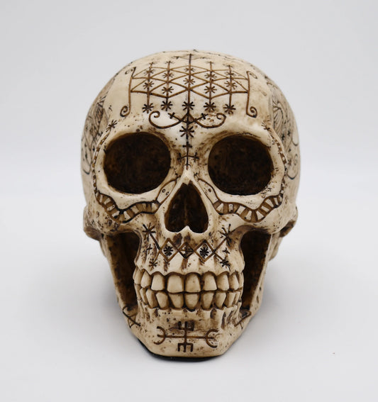 Natural Colored Voodoo Skull Sculpture - Shadowplay Collection