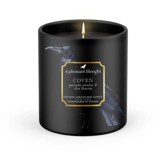 COVEN- Purple Peony & Tea Leaves Raven Candle