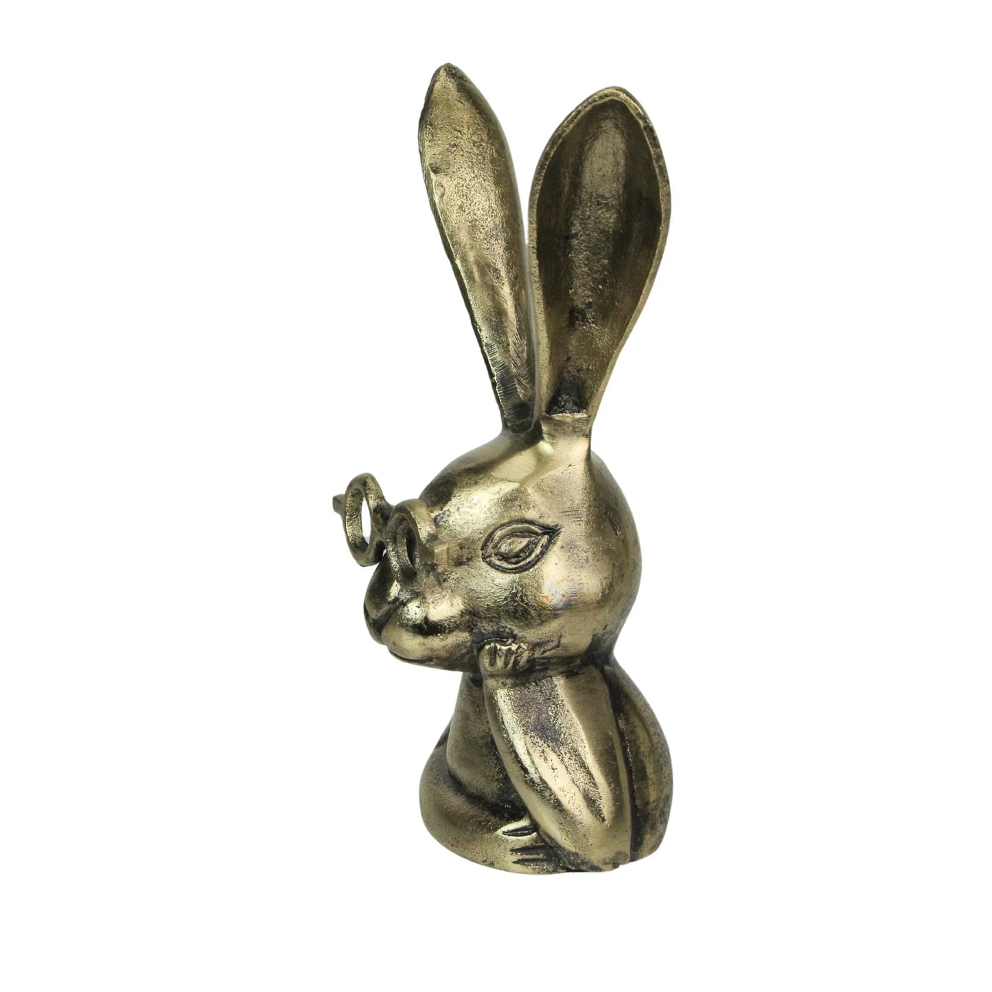 Whimsical Gold Bunny Statue with Spectacles - Shadowplay Collection