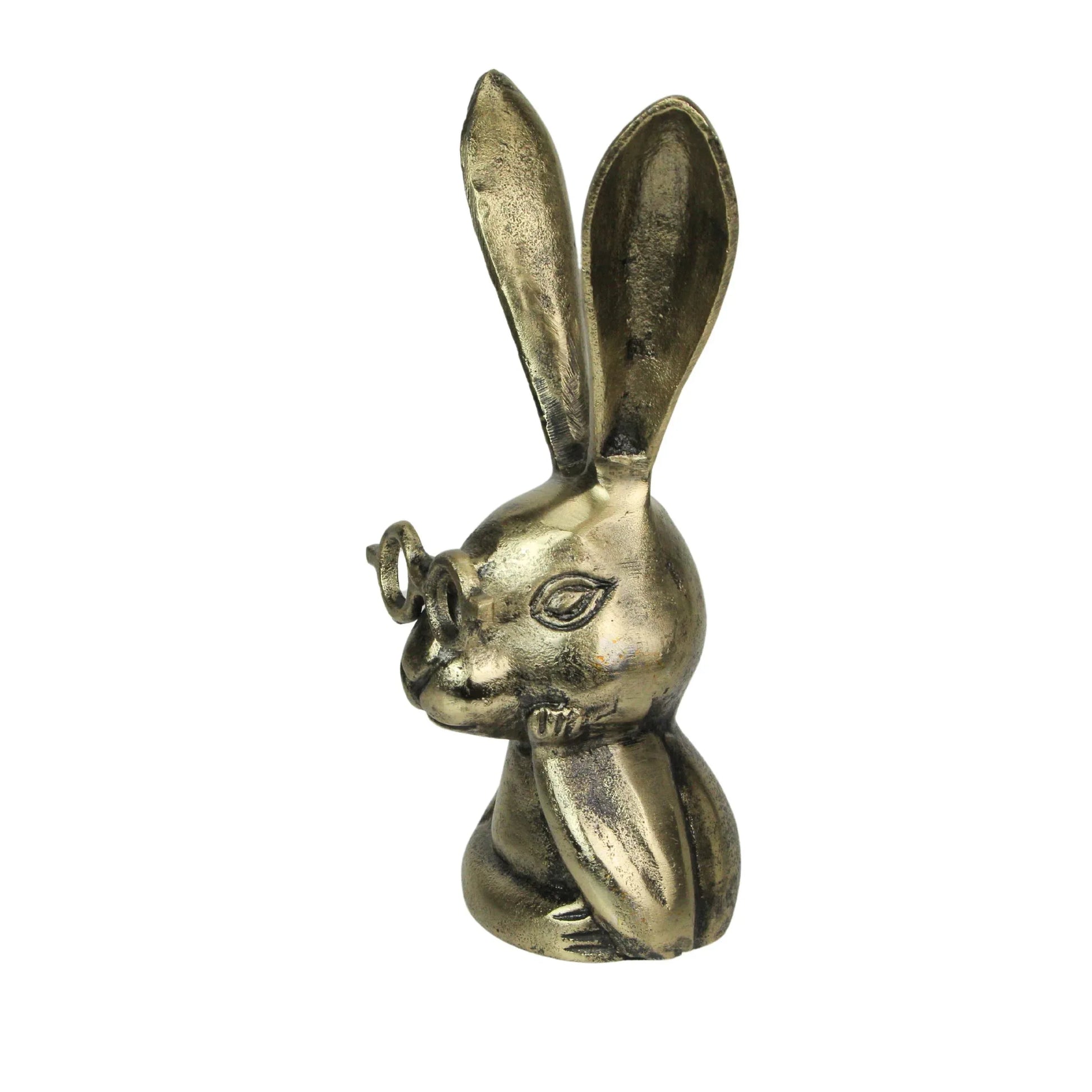 Whimsical Gold Bunny Statue with Spectacles - Shadowplay Collection