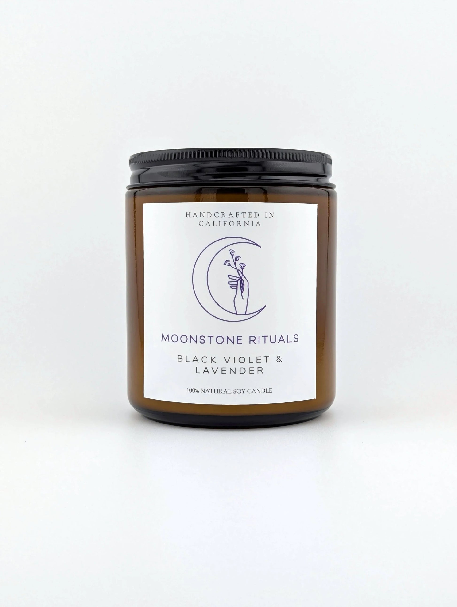 Moonstone Rituals Black Violet & Lavender Soy Candle - Shadowplay Collection
