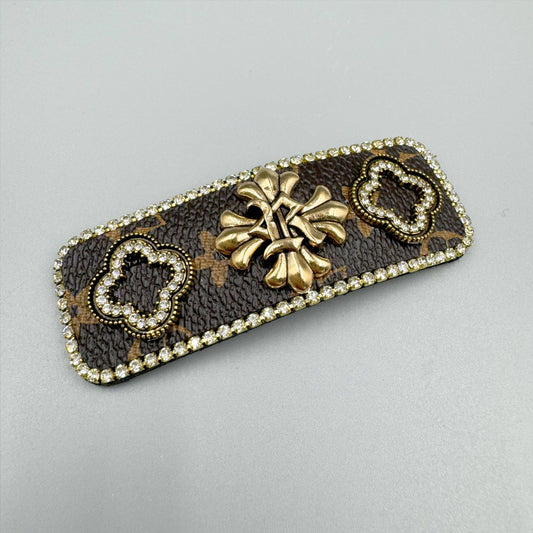 Cross Rhinestone Rectangle Hair Clip