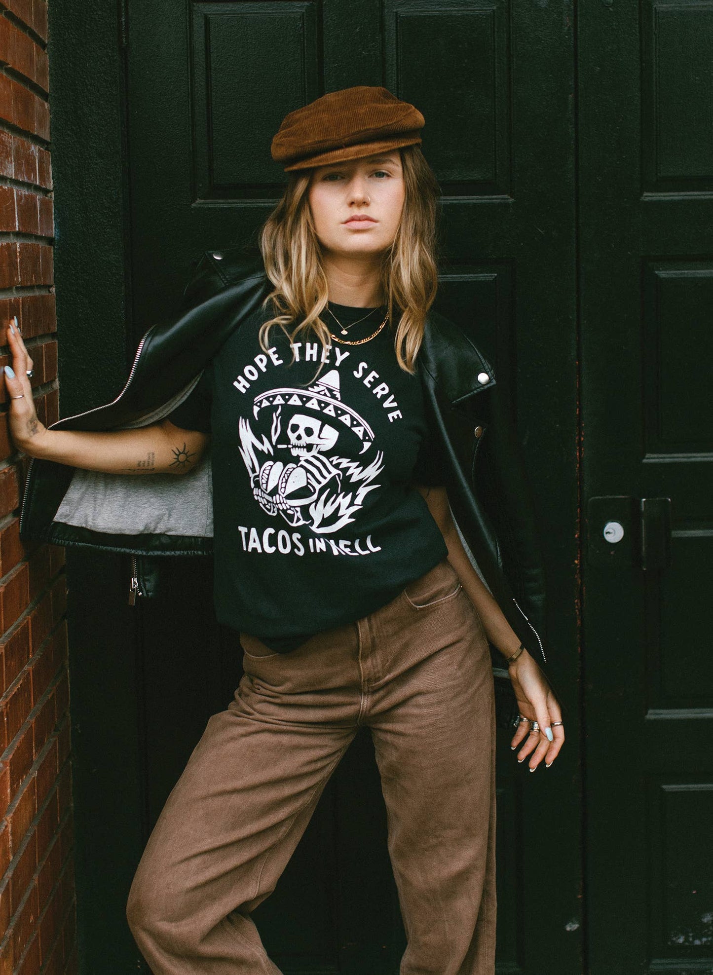 Hope They Serve Tacos In Hell Vintage Western Tee Adults: M