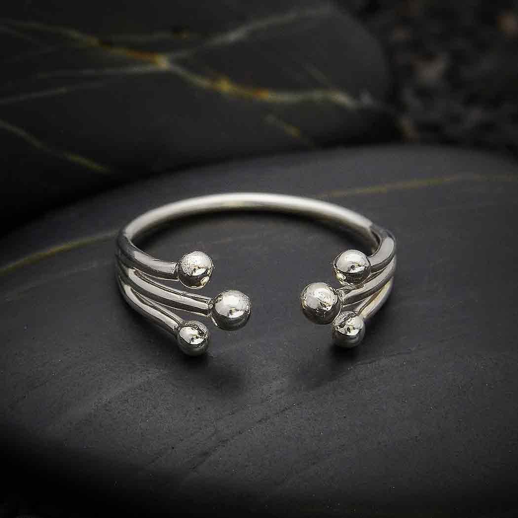 Sterling Silver Adjustable Ring with Large Granulations - Shadowplay Collection