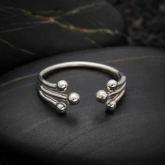 Sterling Silver Adjustable Ring with Large Granulations - Shadowplay Collection