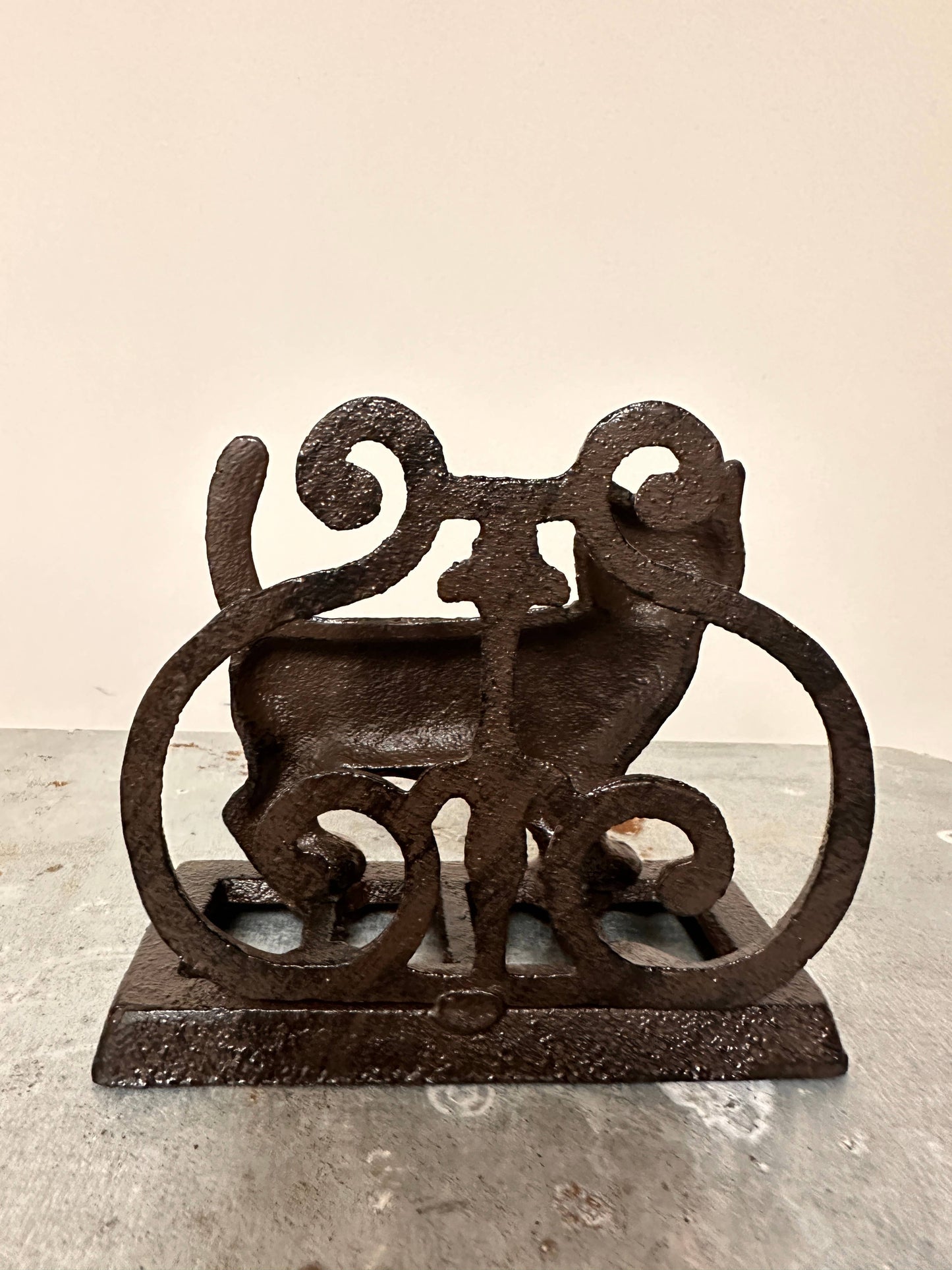 Rustic Cast Iron Cat Napkin Holder
