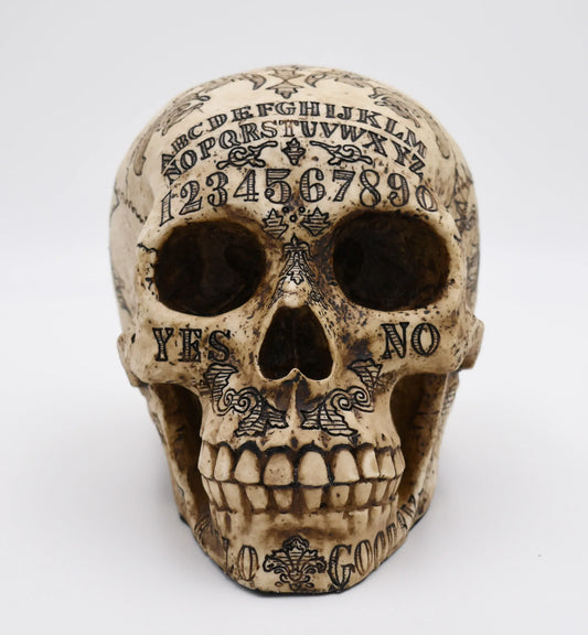 Natural Bone Colored Ouija Skull Sculpture - Shadowplay Collection