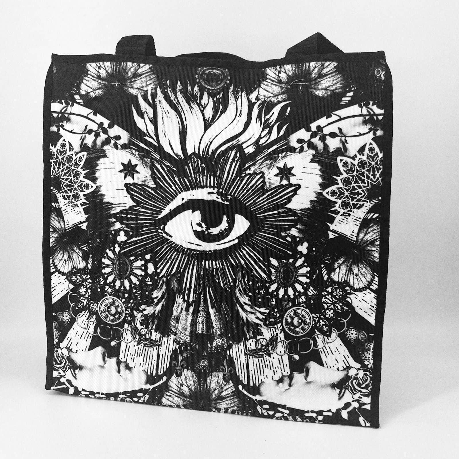 Butterfly Floral Eye Design Tote Bag - Shadowplay Collection