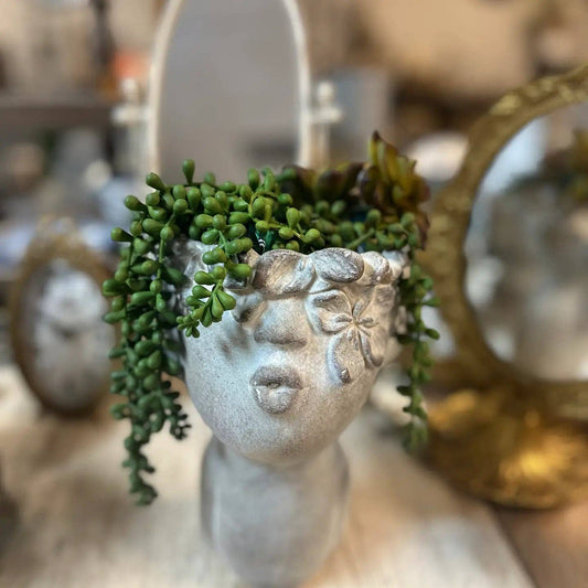 Concrete Pouting Girl Planter