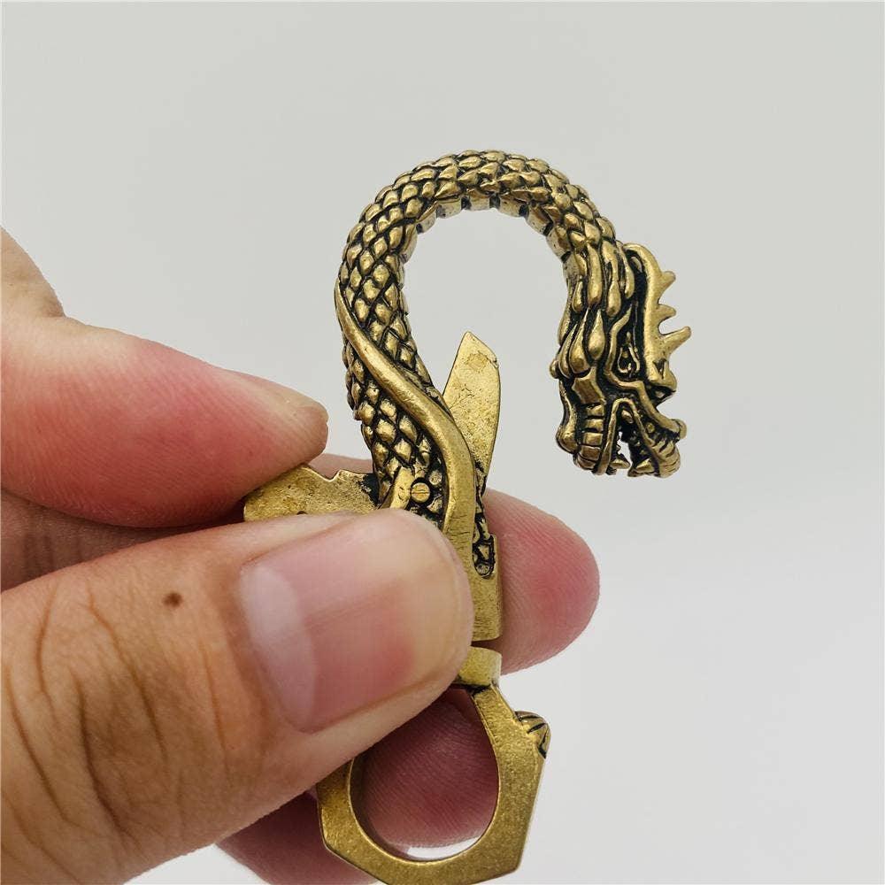 Brass Dragon Shaped Keychain Pendant - Shadowplay Collection