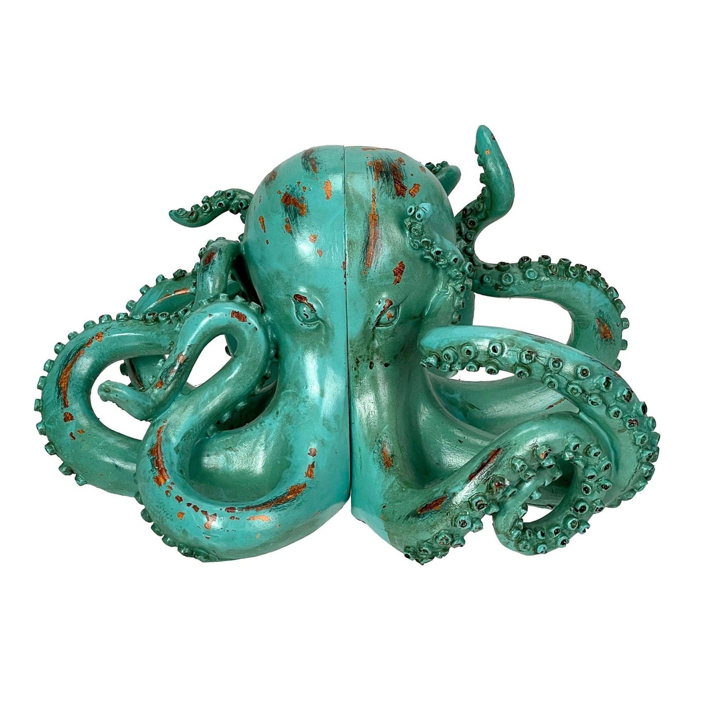Aqua Green Octopus Bookend Set-Heavy Durable Polyresin