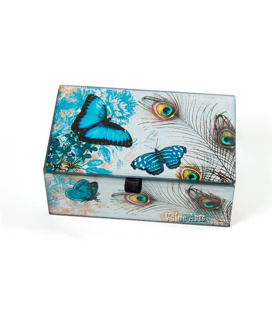 Blue Butterfly Glass Keepsake Box