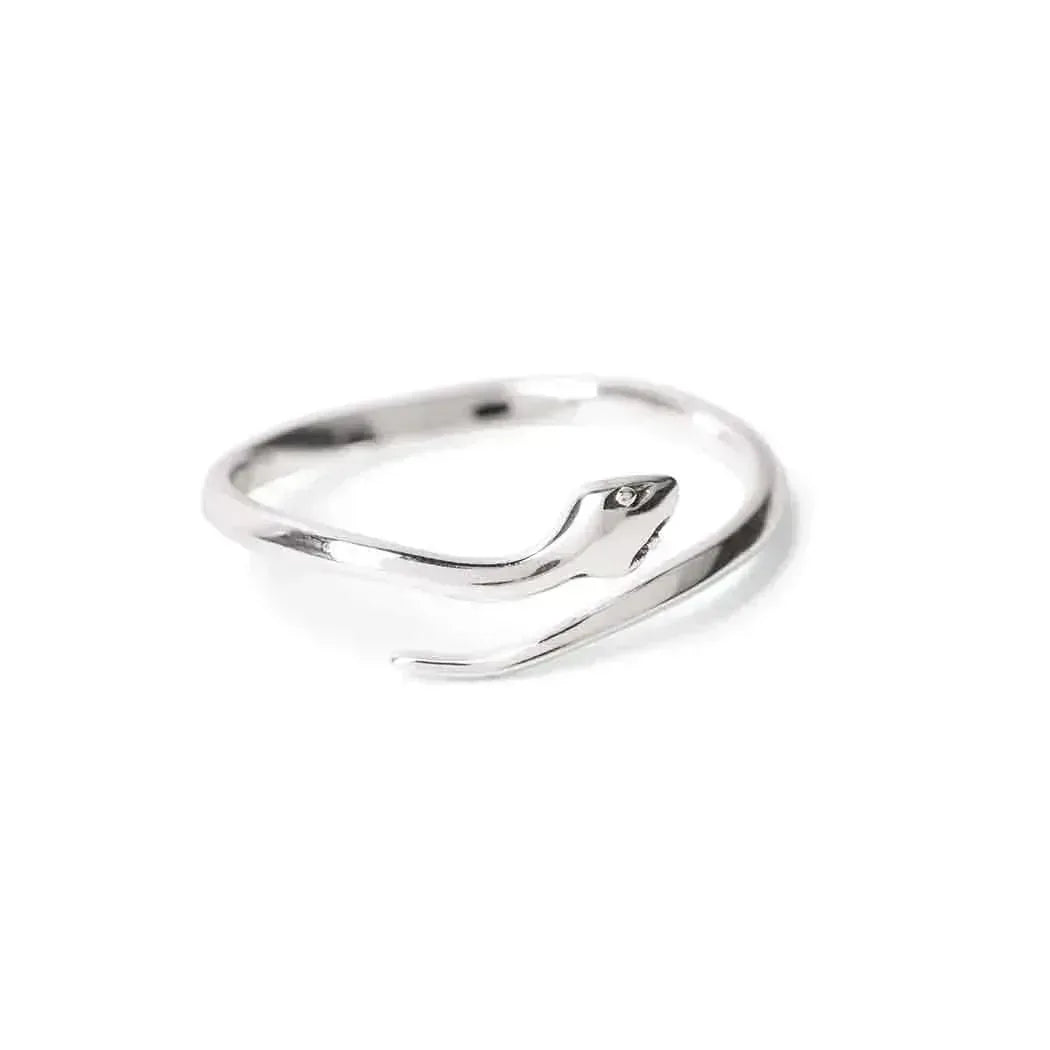Sterling Silver Adjustable Simple Snake Ring - Shadowplay Collection