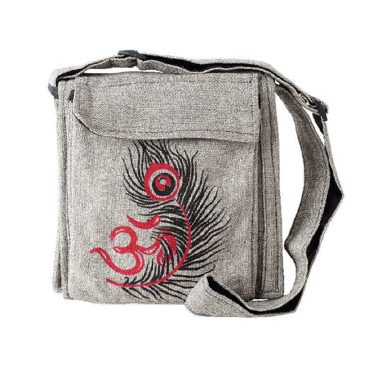 Om Peacock Feather Design Crossbody Bag
