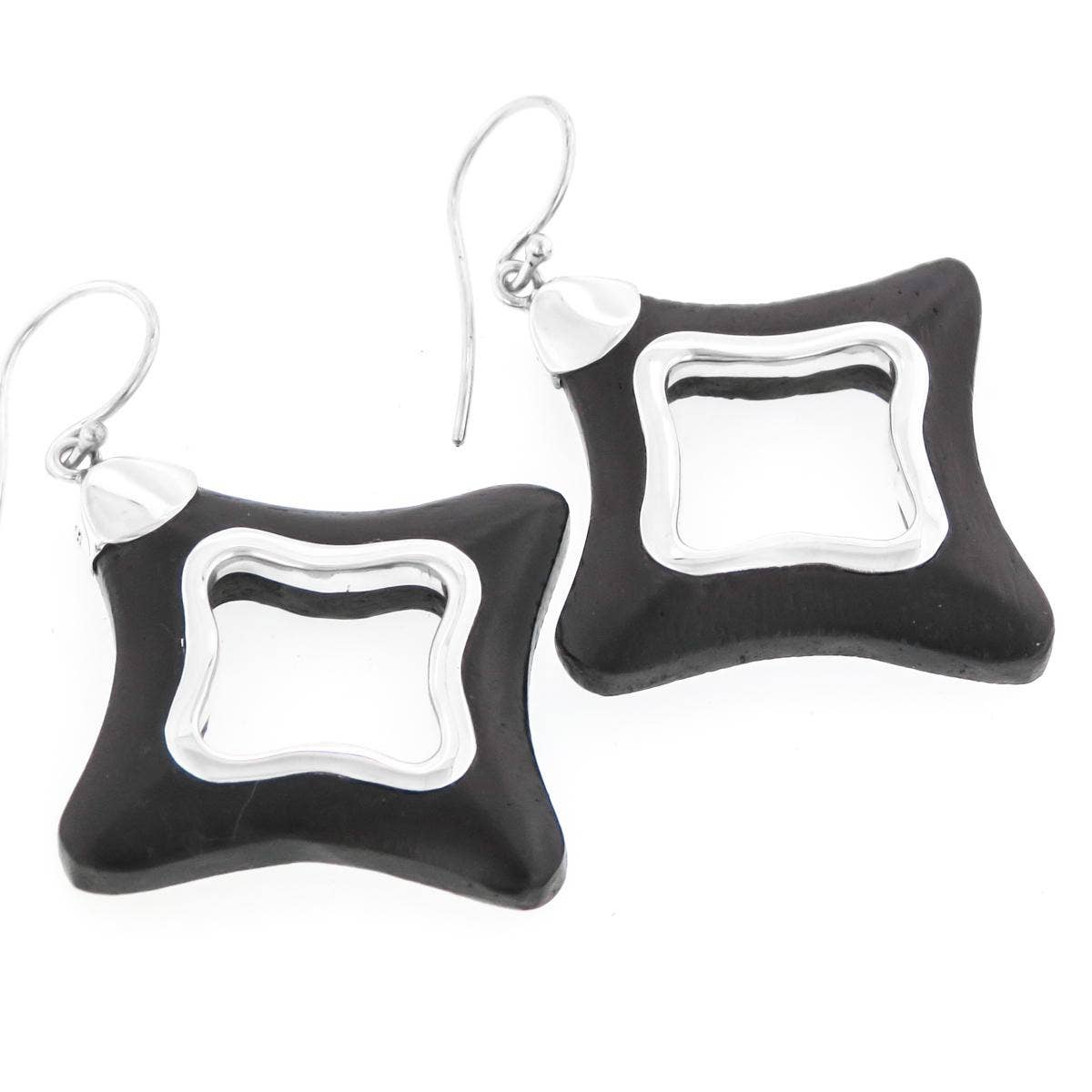 Sterling Silver Exotic Sono Wood Earrings