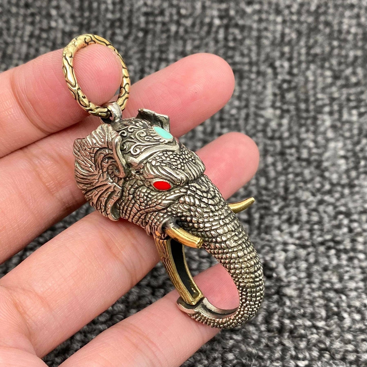 Brass Elephant Keychain Pendant