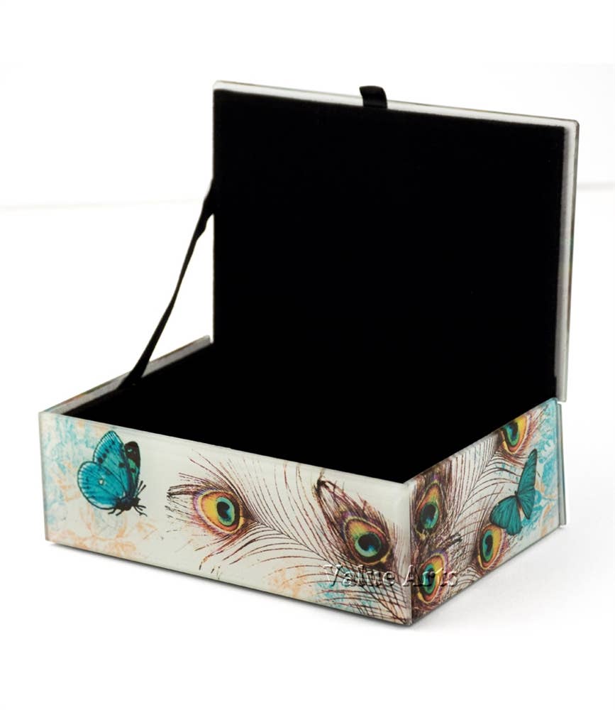 Blue Butterfly Glass Keepsake Box