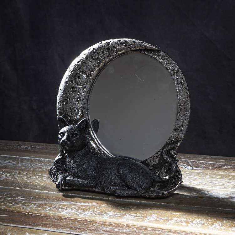 Black Cat on Moon Tabletop Mirror - Shadowplay Collection