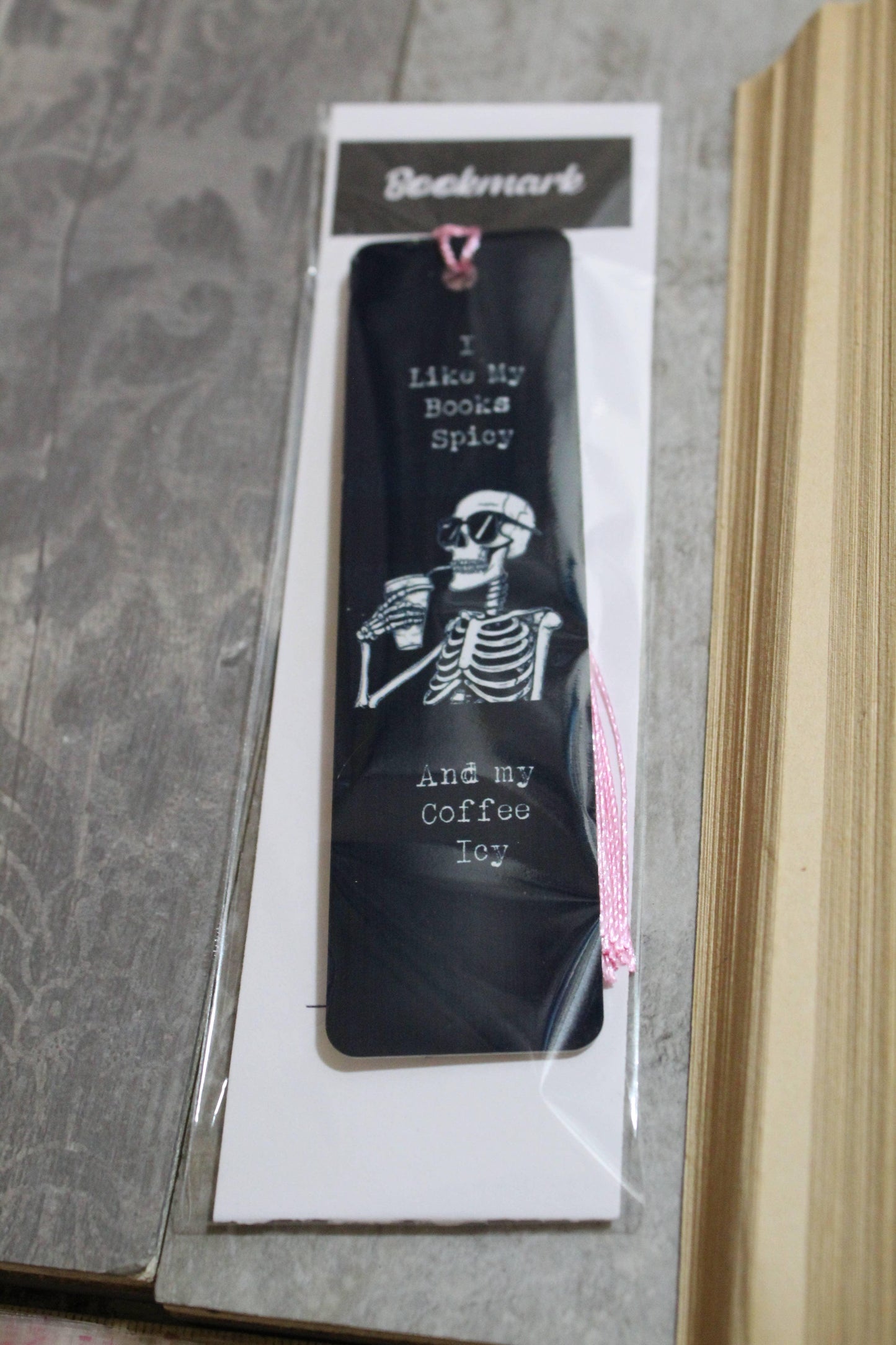 I Like My Books Spicy and My Coffee Icy Metal Bookmark - Shadowplay Collection