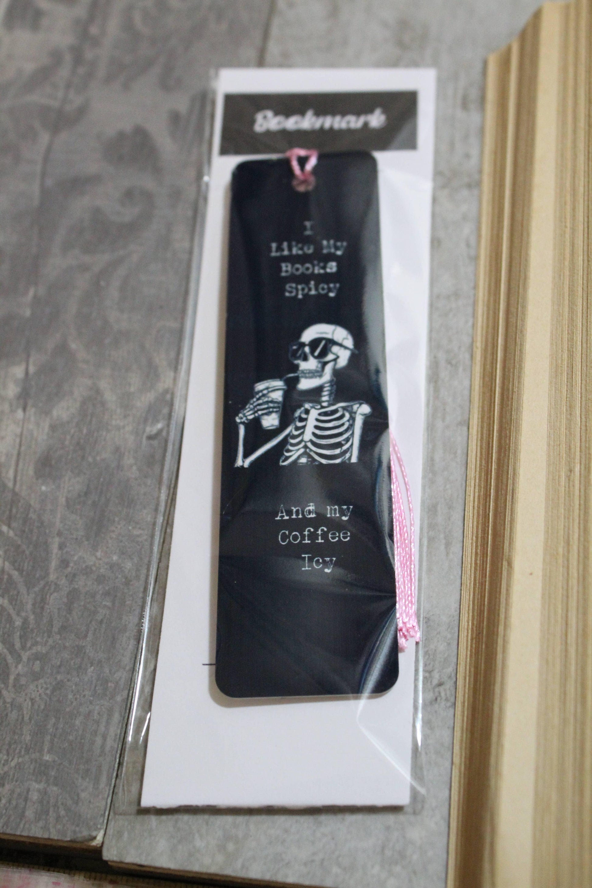 I Like My Books Spicy and My Coffee Icy Metal Bookmark - Shadowplay Collection