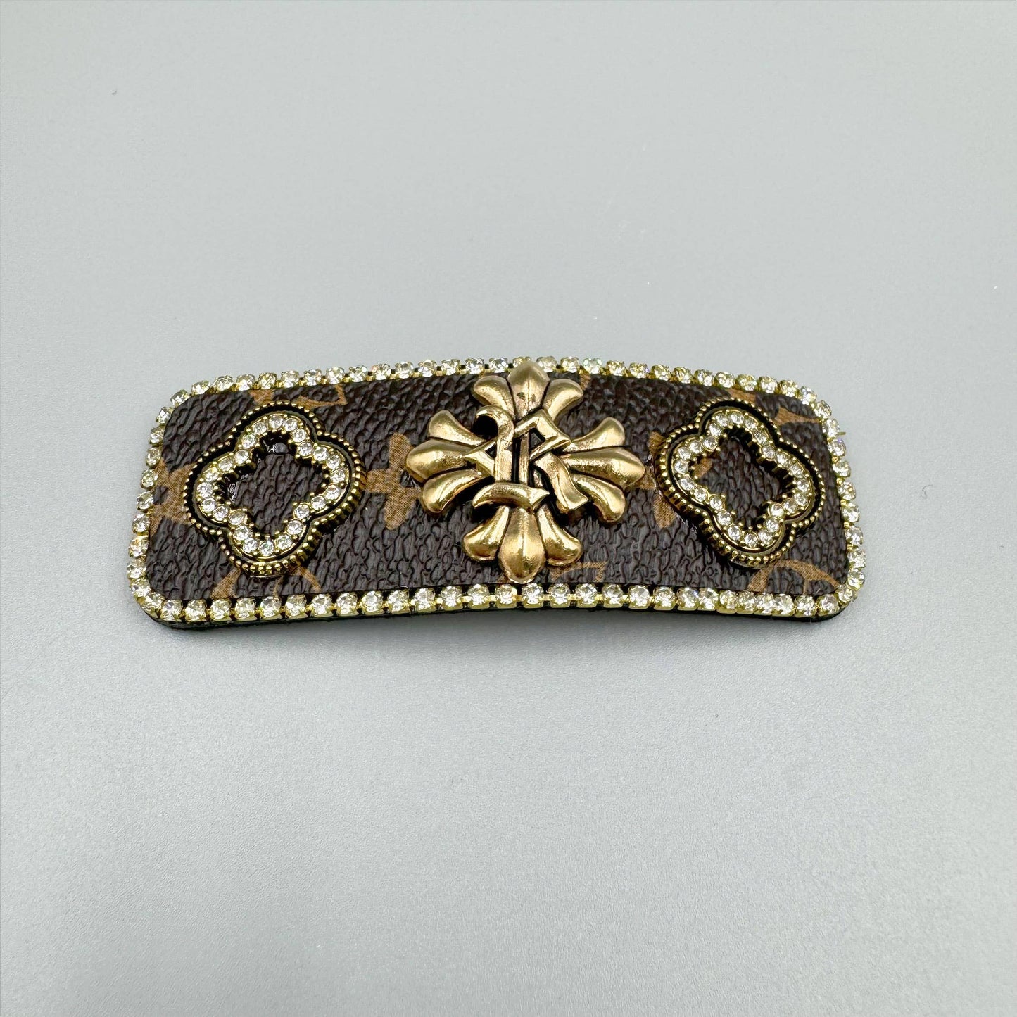 Cross Rhinestone Rectangle Hair Clip