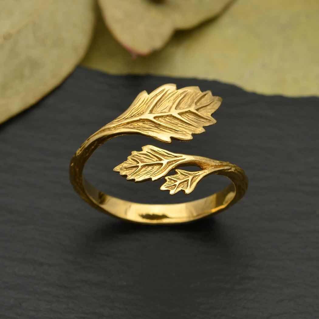 Sterling Silver Adjustable Leaf Ring - Shadowplay Collection