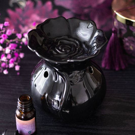 Dark Romance Black Rose Ceramic Oil Warmer