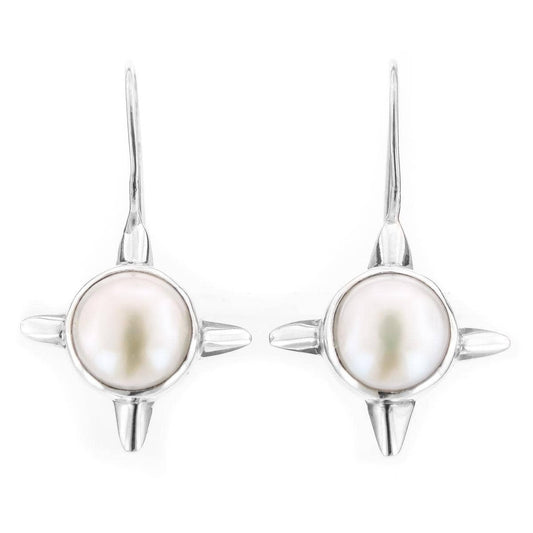 Biwa Freshwater Pearl Sterling Silver Star Earrings