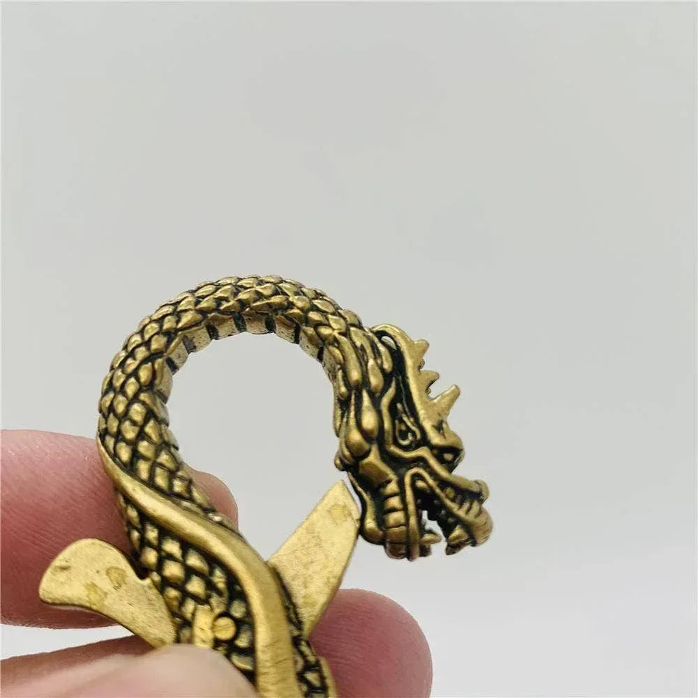 Brass Dragon Shaped Keychain Pendant - Shadowplay Collection